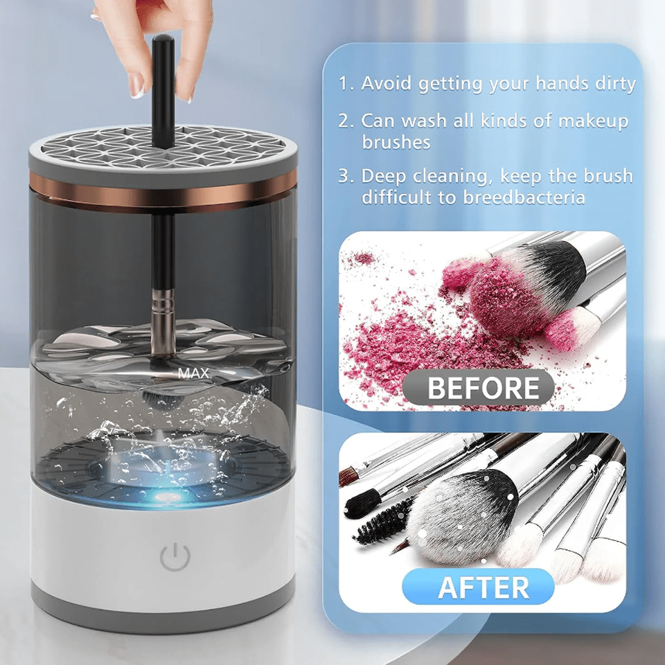 AUTOMATIC PORTABLE ELECTRONIC MAKEUP BRUSH CLEANER